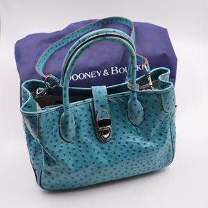 A Dooney & Bourke ostrich embossed blue leather double handle handbag